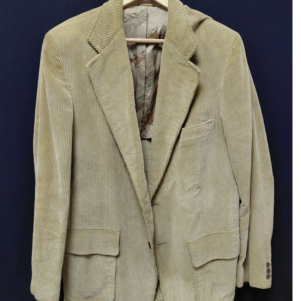 American Craftsmen Long Made in USA Corduroy Blazer Tan Size 44